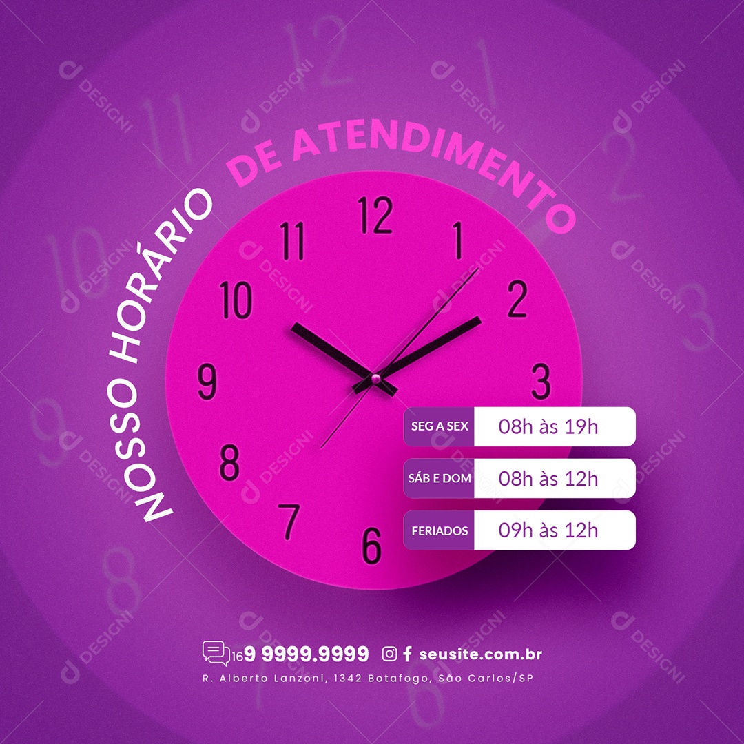 Clínica Médica Nosso Horário de Atendimento Segunda a Sexta Social Media PSD Editável
