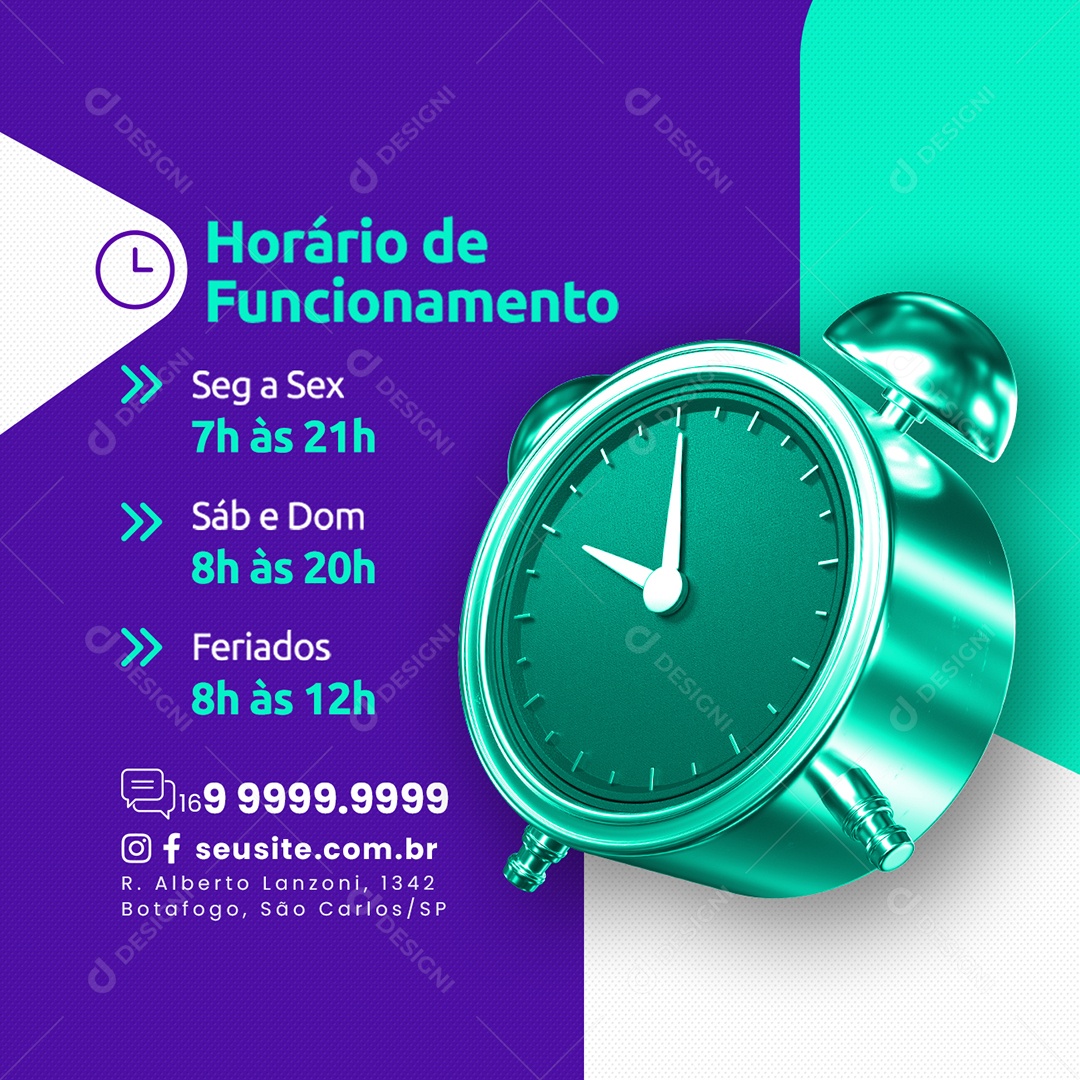 Clínica Médica Horário de Atendimento feriados Social Media PSD Editável