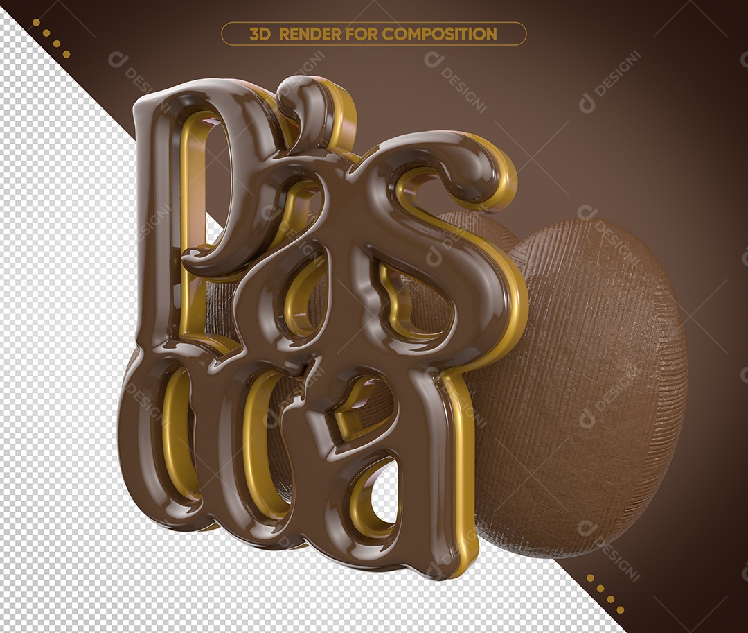Páscoa Selo 3D Marron para Composição PSD