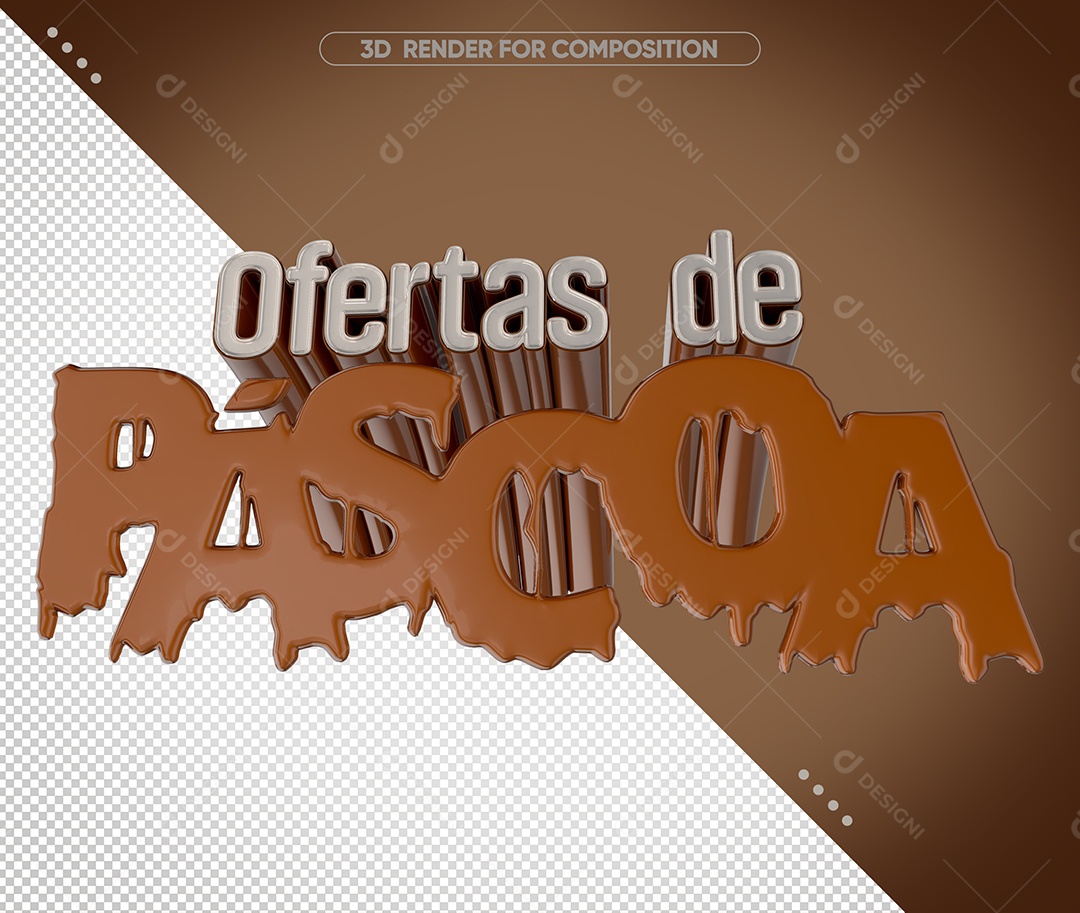 Ofertas de Páscoa Selo 3D Marron para Composição PSD