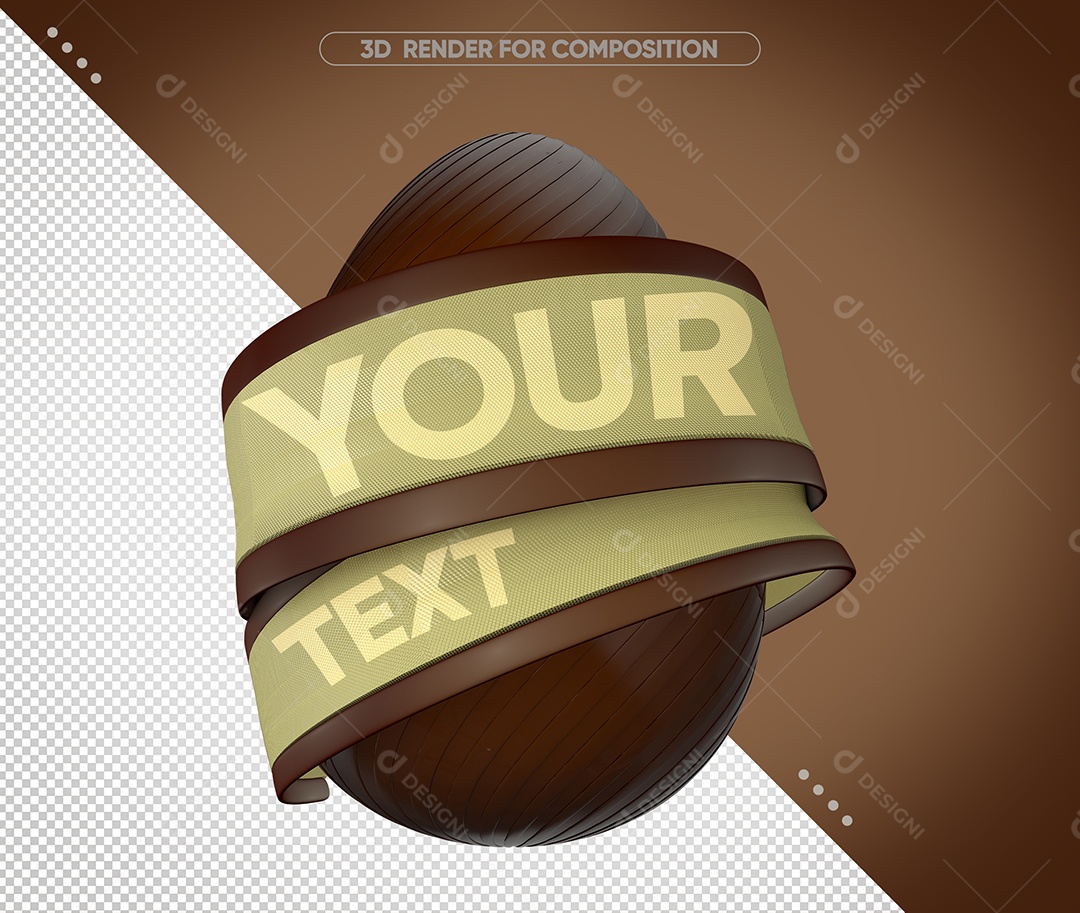 Ovo de Páscoa Elemento 3D Marron para Composição PSD