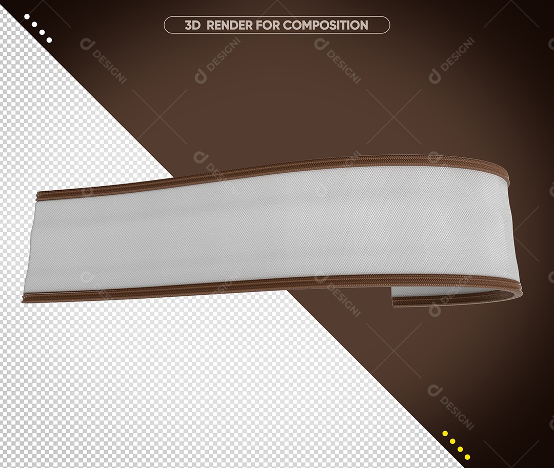 Fita de Páscoa Elemento 3D Branco para Composição PSD