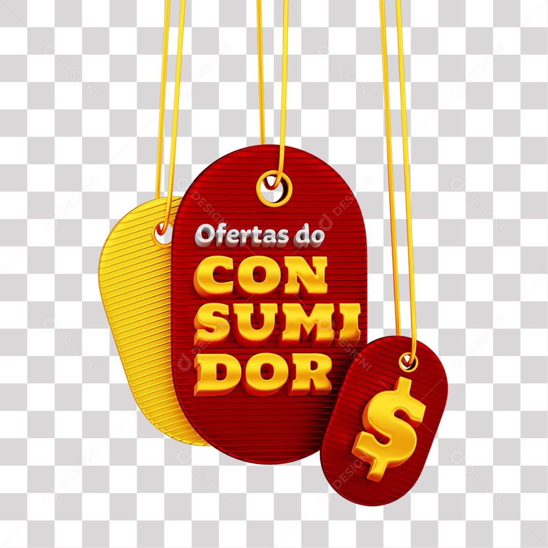 Ofertas do Consumidor Selo 3D Vermelho e Amarelo para Composição PNG Transparente