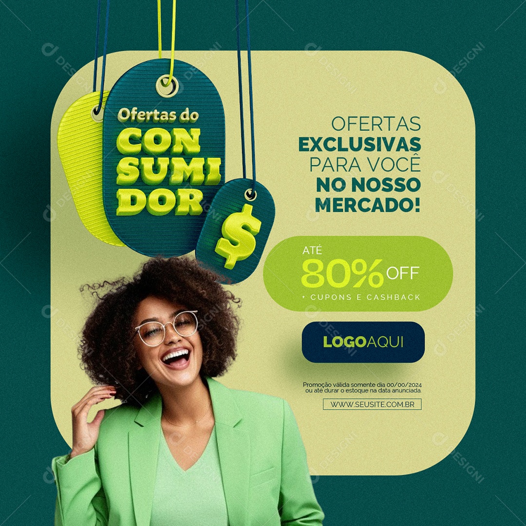Ofertas do Consumidor Supermercado Ofertas Exclusivas Social Media PSD Editável