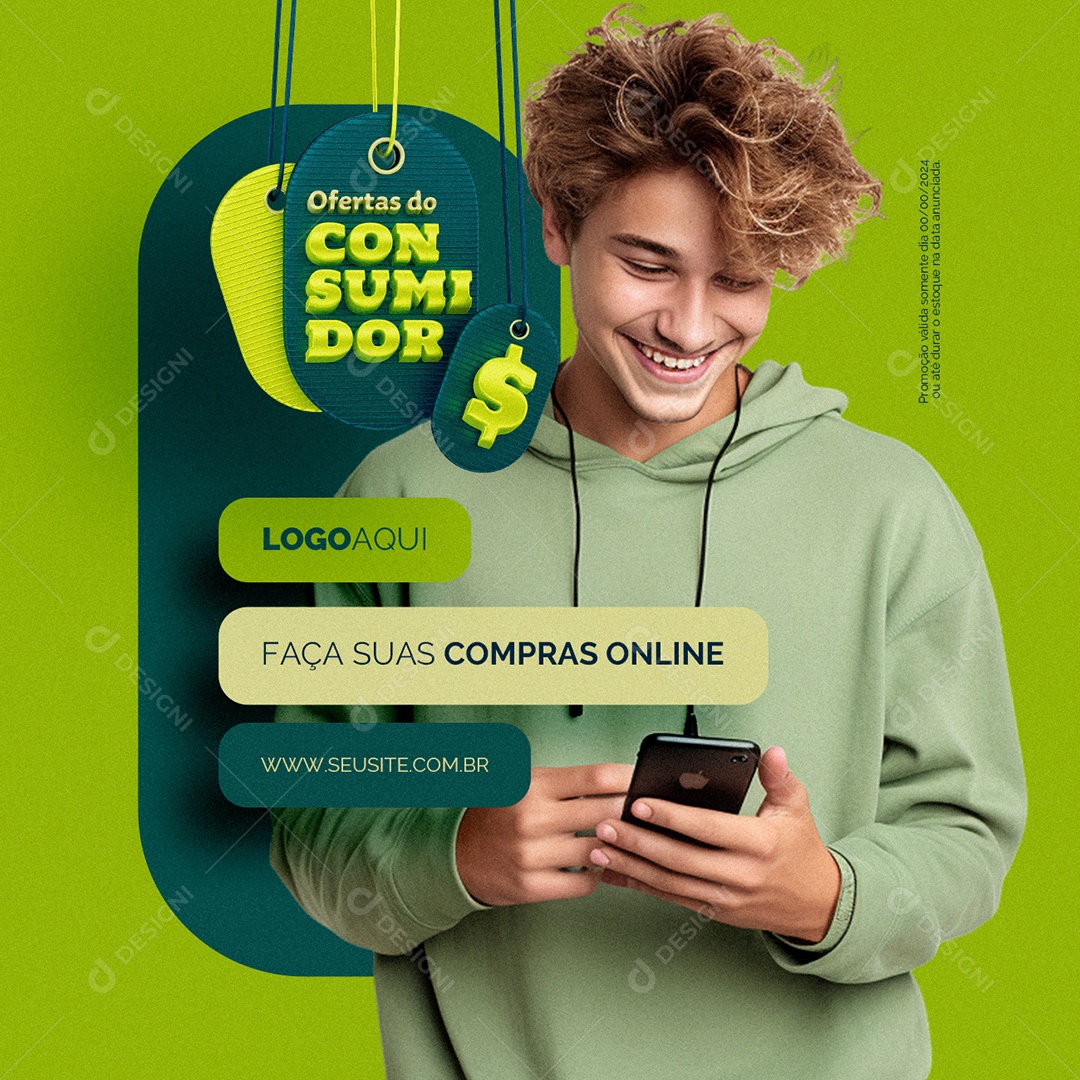 Ofertas do Consumidor Supermercado Faça suas Compras Online Social Media PSD Editável