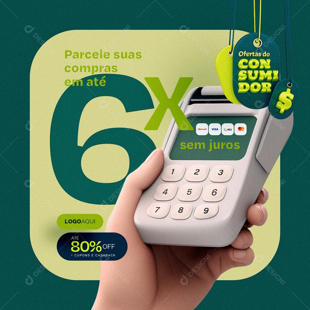 Ofertas do Consumidor Supermercado Parcele suas compras Social Media PSD Editável
