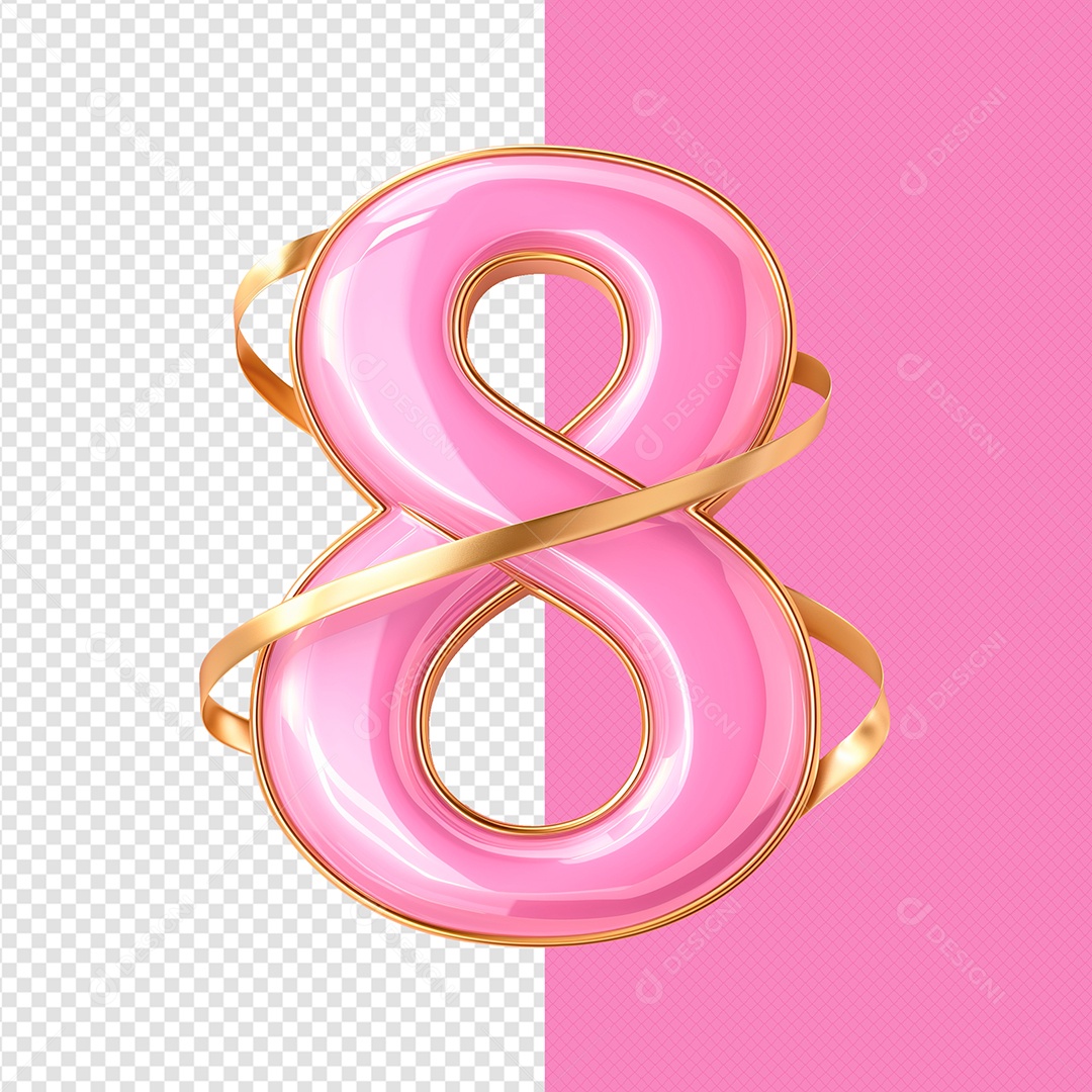 Women's Day Number 8 3D Element for PSD Composition