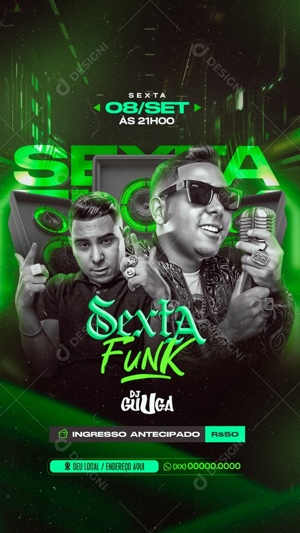 Flyer Story Sexta Funk DJ Guga Social Media PSD Editável