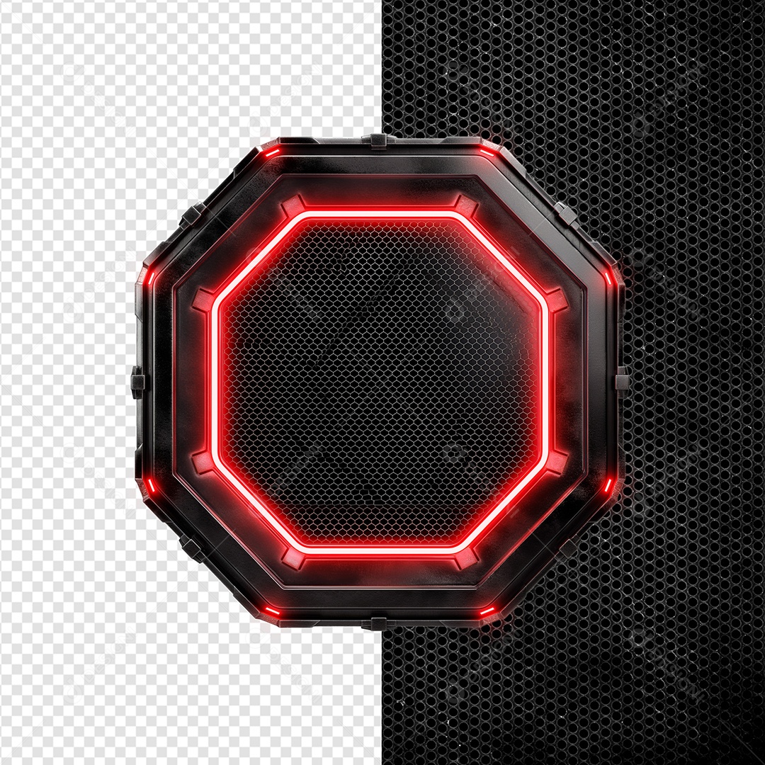 Painel de Ferro com Luz de Led Vermelho Elemento 3D para Composição PSD