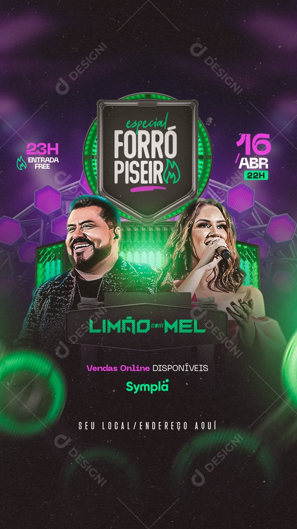 Flyer Especial Forró Piseiro Limão com Mel Social Media PSD Editável