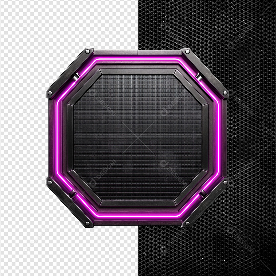Painel de Ferro com Luz de Led Rosa Elemento 3D para Composição PSD