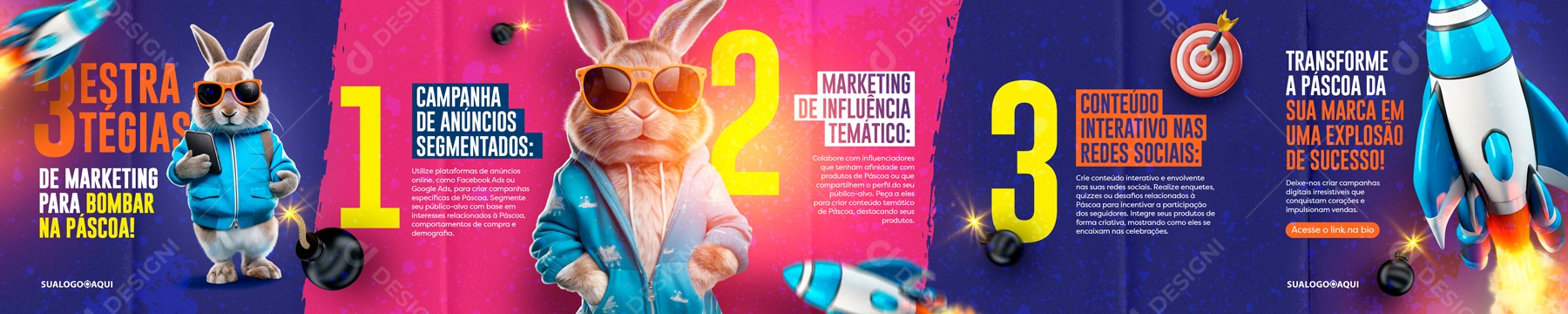 Carrossel Marketing de Influência Temático Social Media PSD Editável