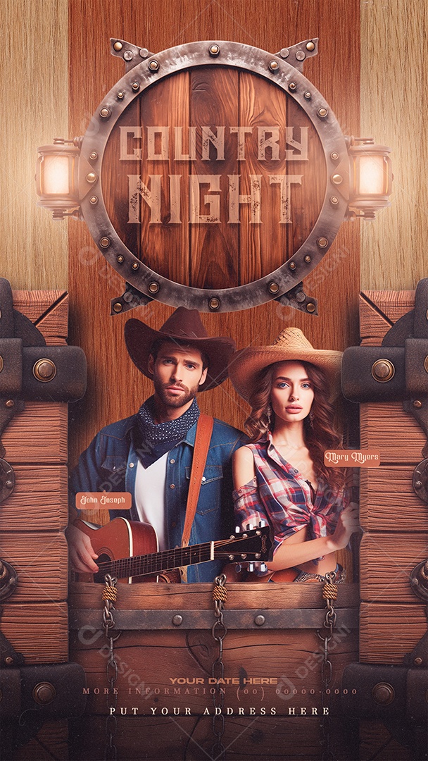 Story Flyer Country Night John Joseph Mary Myers Social Media PSD Editável
