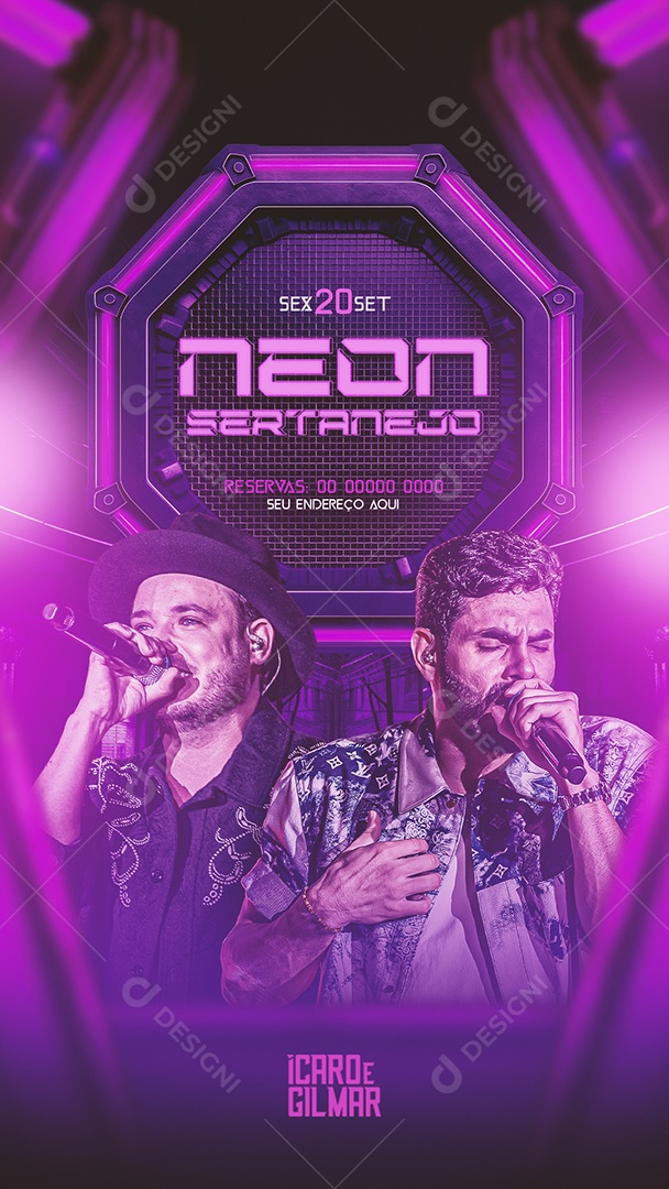 Story Flyer Neon Sertanejo Ícaro e Gilmar Social Media PSD Editável