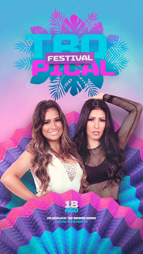 Story Flyer Festival Tropical Simone e Simaria Social Media PSD Editável