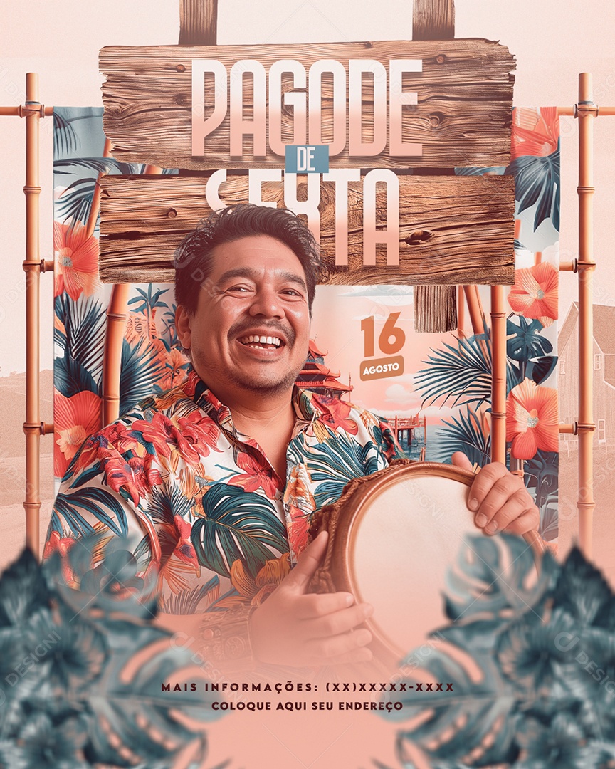 Flyer pagode de Sexta Show Social Media PSD Editável