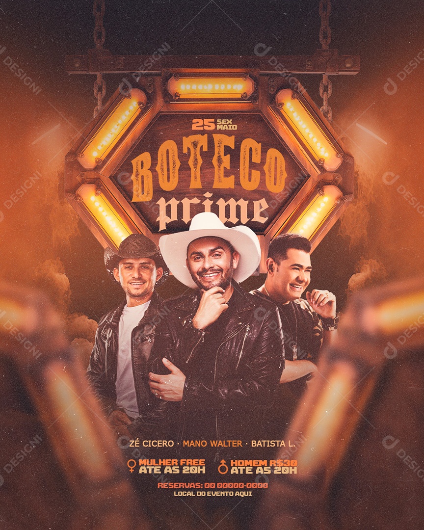 Flyer Boteco Prime Zé Cicero Mano Walter Bastista Social Media PSD Editável