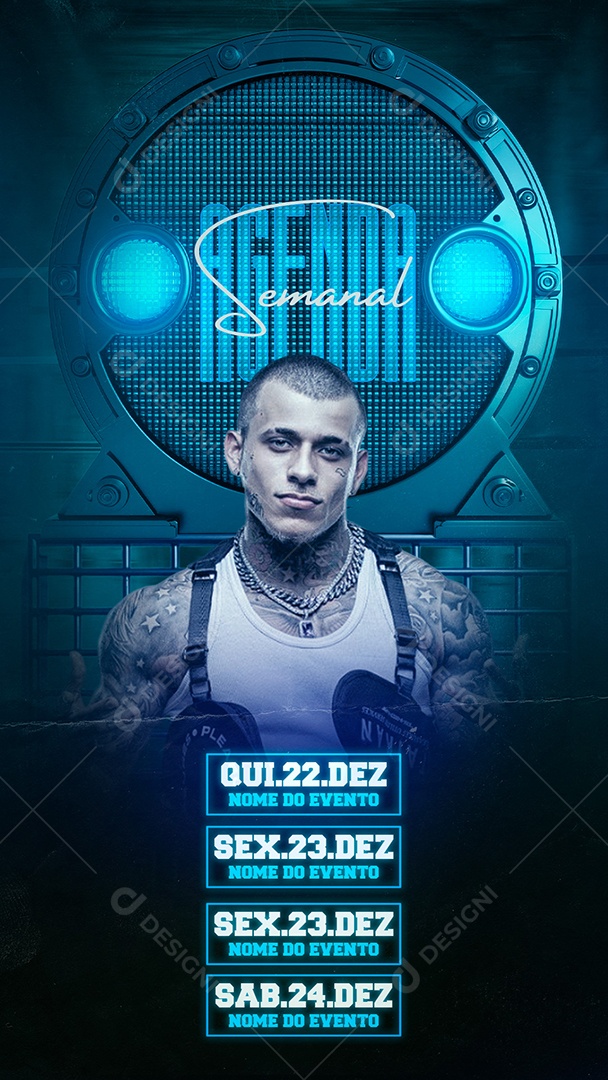 Story Flyer Agenda Semanal Mc Pedrinho Show Social Media PSD Editável