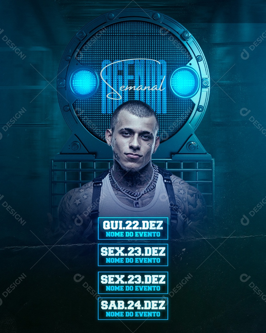 Flyer Agenda Semanal Mc Pedrinho Show Social Media PSD Editável