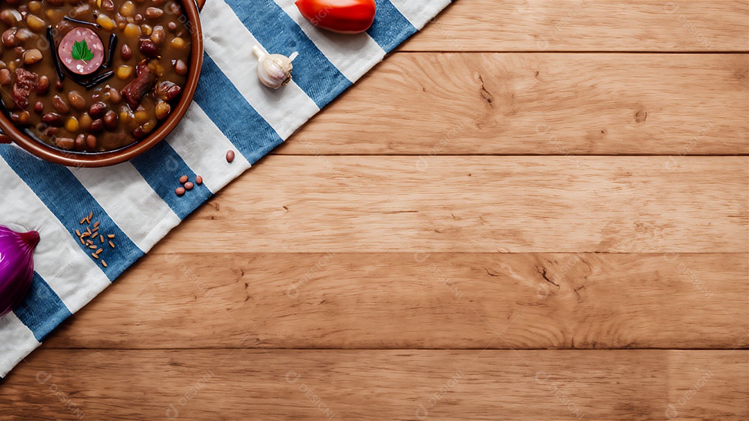 Comida tradicional brasileira feijoada com carne de porco.