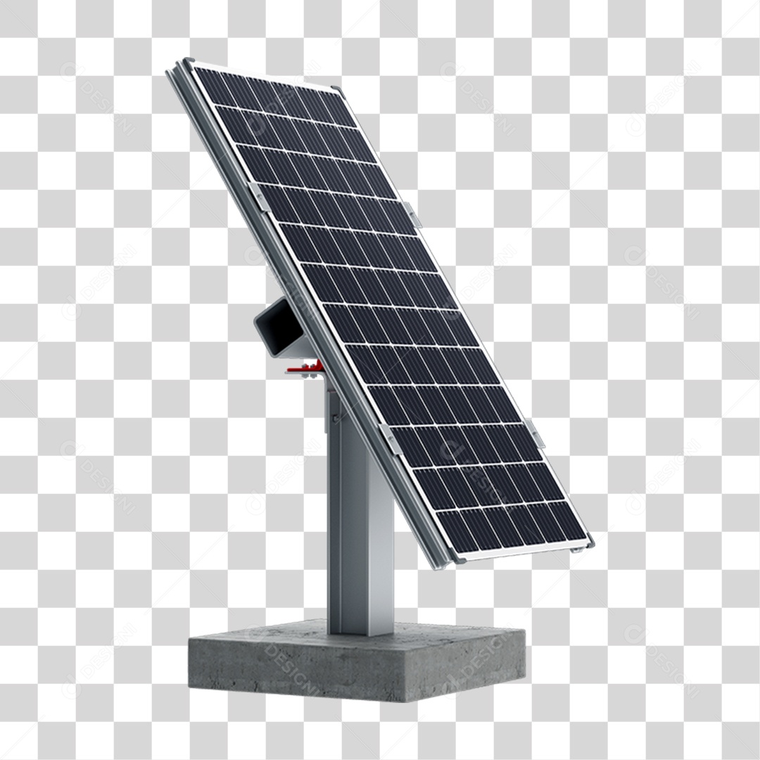 Placa de Energia Solar Fotovoltaica Azul Em Base Suspensa de Aço Com Concreto Em 3D PNG Transparente