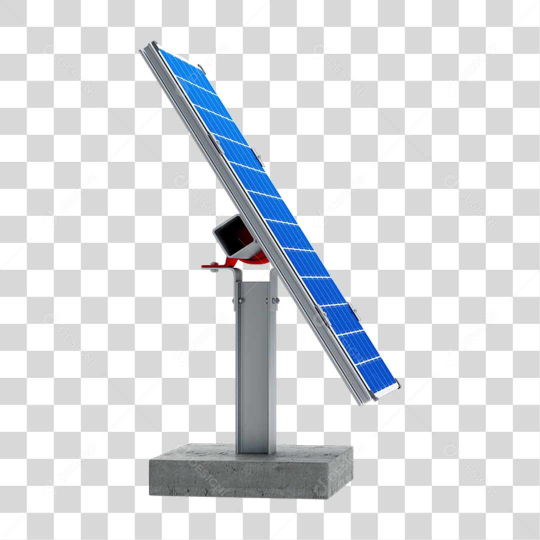 Placa de Energia Solar Fotovoltaica Azul Em Base Suspensa de Aço Com Concreto Em 3D PNG Transparente