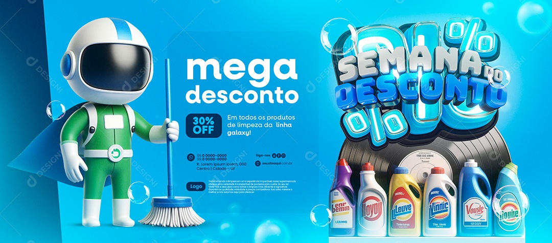 Banner Semana do desconto produtos mega desconto 30% Off Social Media PSD Editável