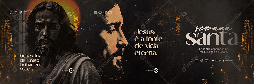 Carrossel Semana Santa Jesus é a fonte de vida eterna Social Media PSD Editável