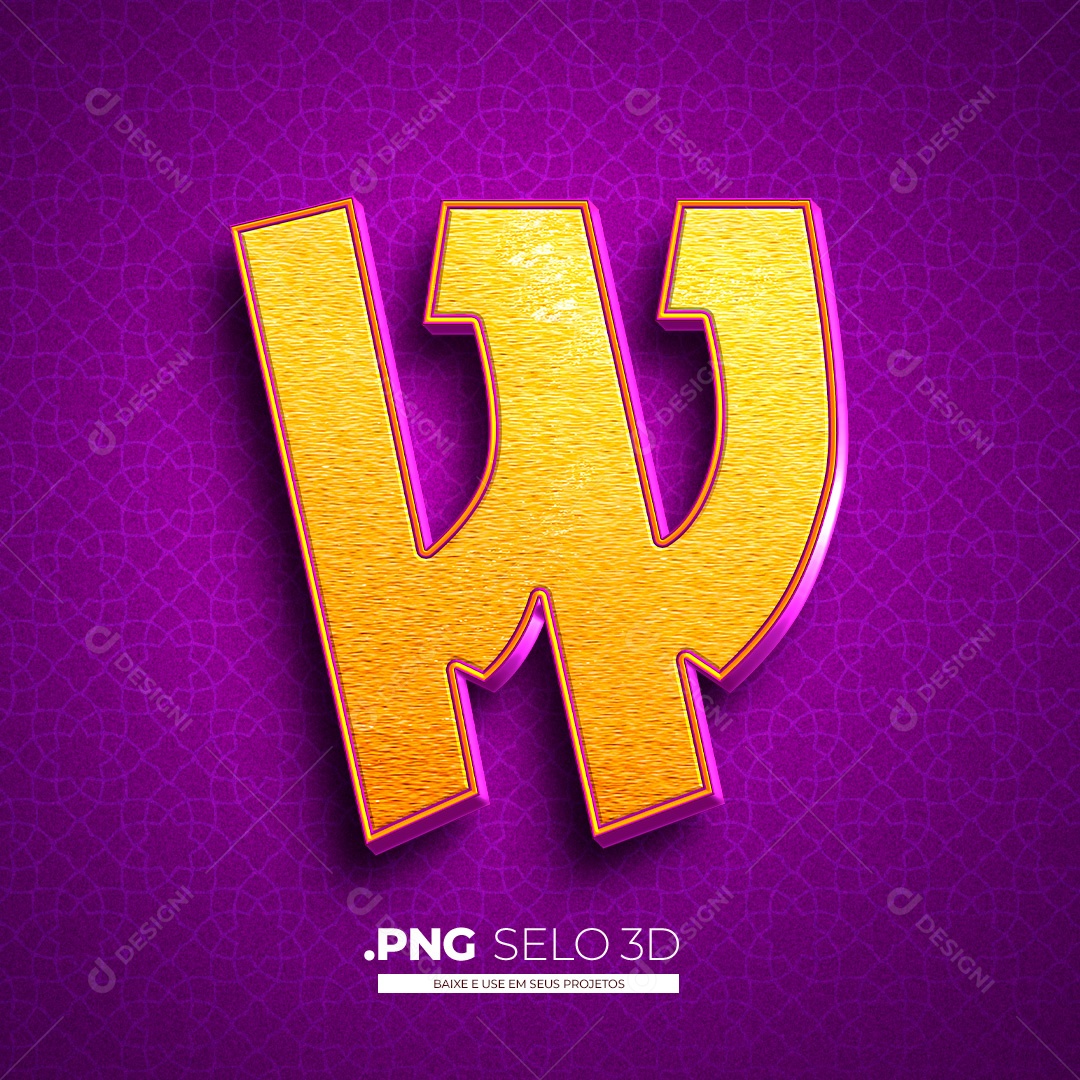 Letra W Alfabeto Elementos 3D PNG