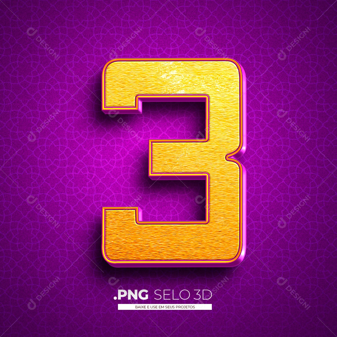 Número 3 Elementos 3D PNG