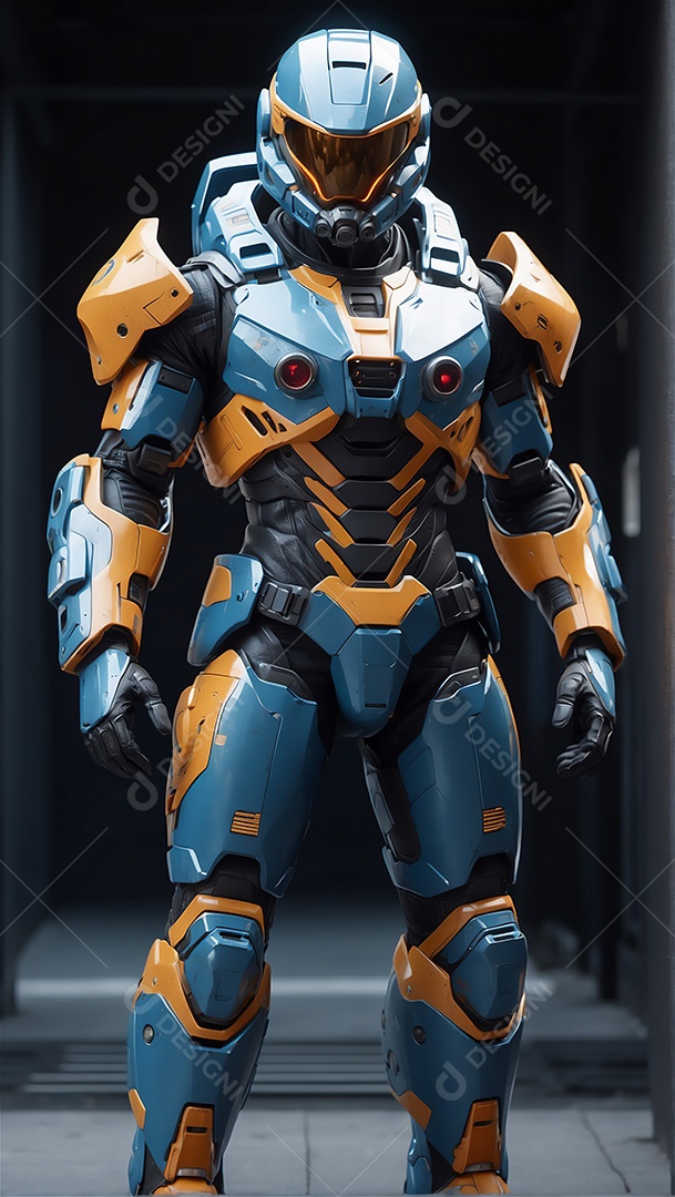 Armadura de Combate azul e amarelo