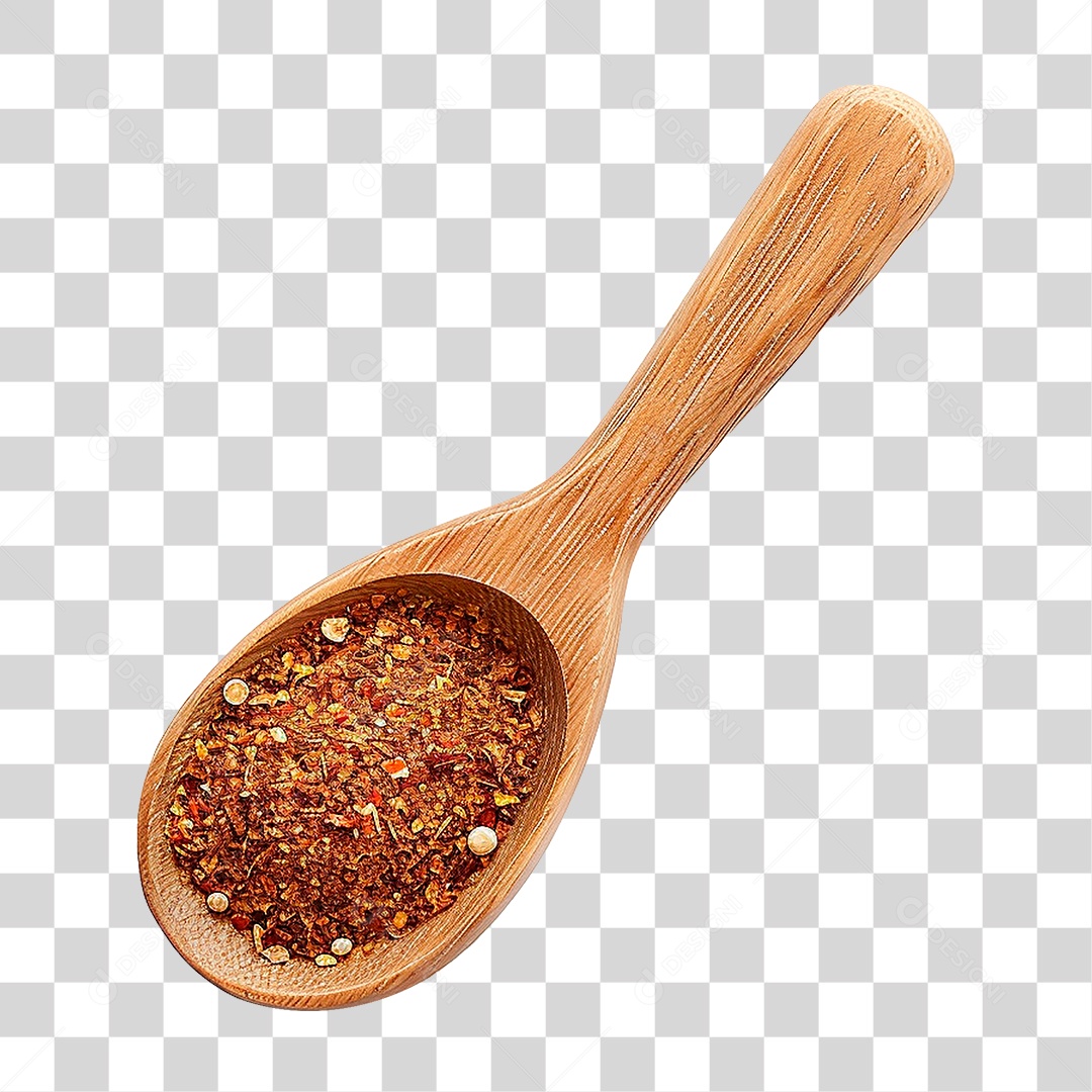 Colher de Madeira com Tempero PNG Transparente