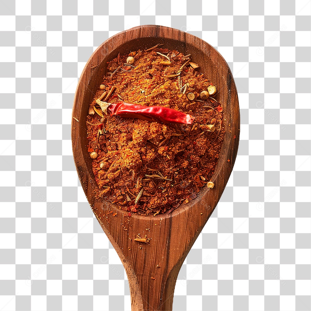 Colher de Madeira com Tempero PNG Transparente