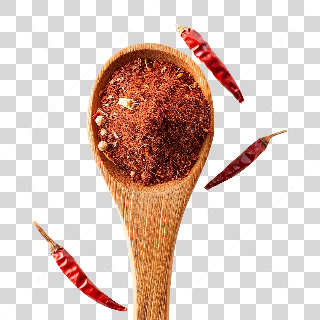 Colher de Madeira com Tempero PNG Transparente