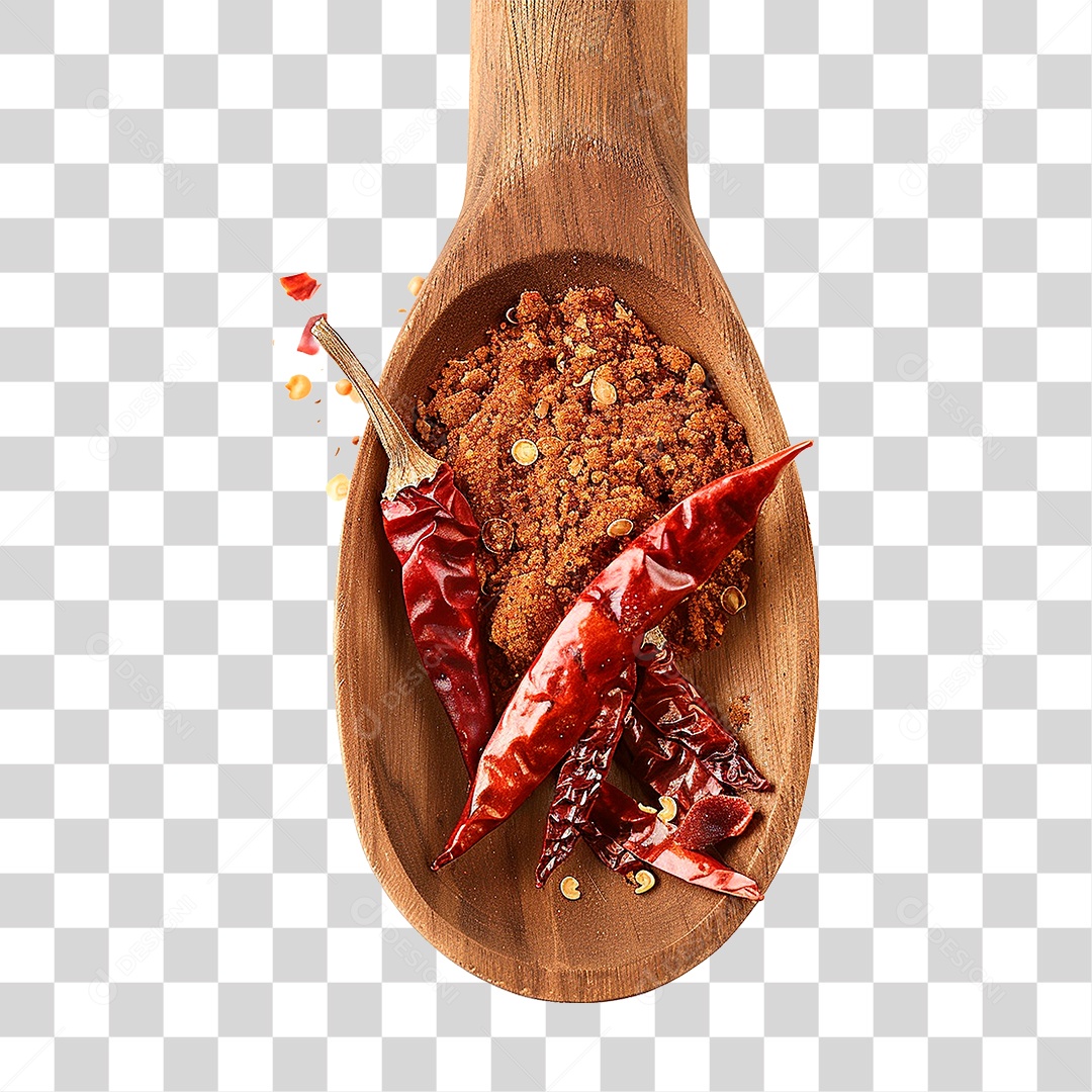 Colher de Madeira com Tempero PNG Transparente
