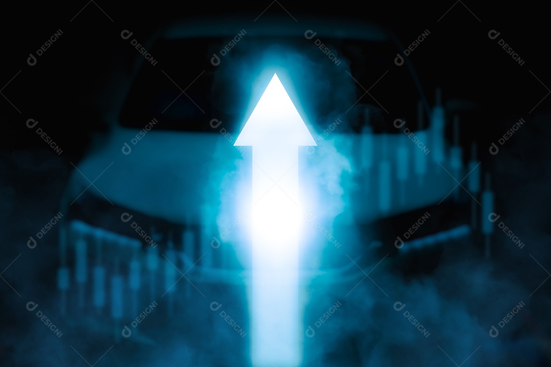 Conceito de negócio automotivo plano de crescimento futuro automotivo do gráfico de seta