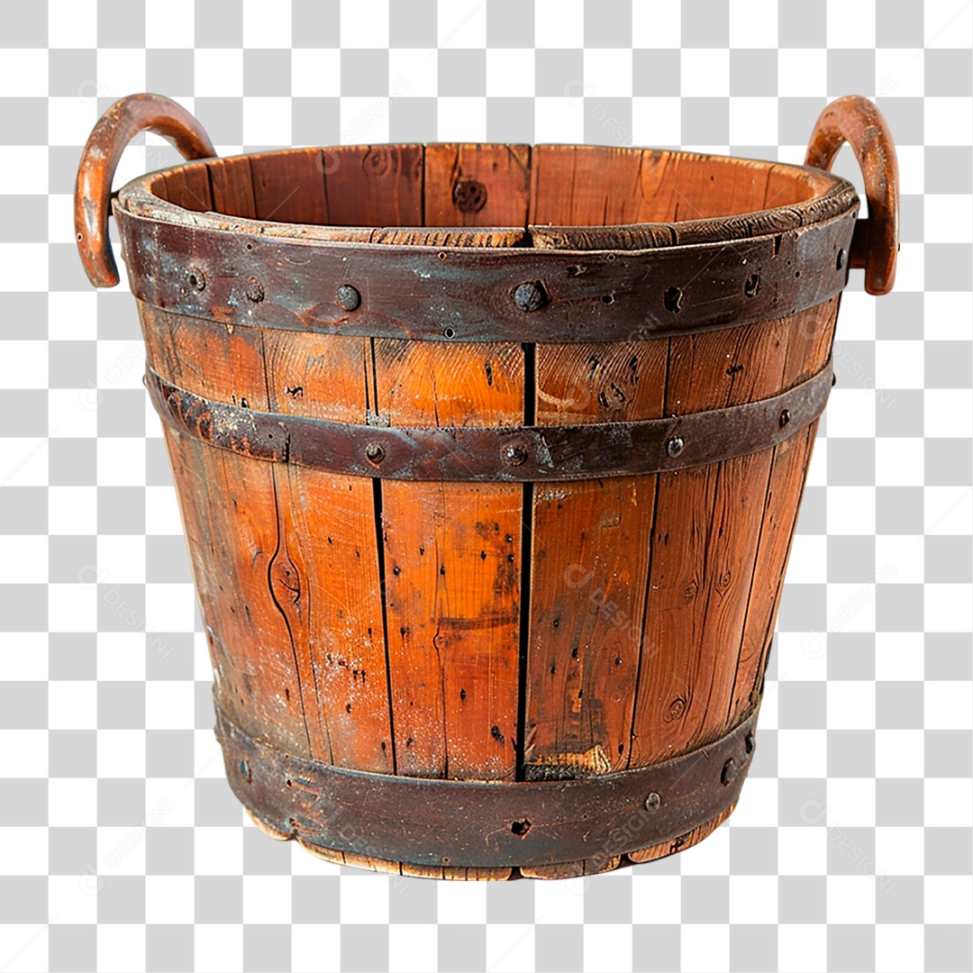 Balde de Madeira PNG Transparente