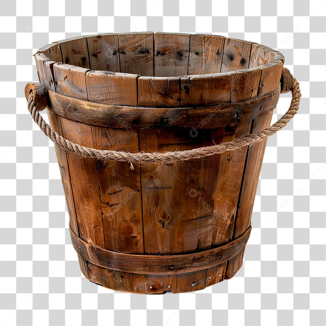 Balde de Madeira PNG Transparente