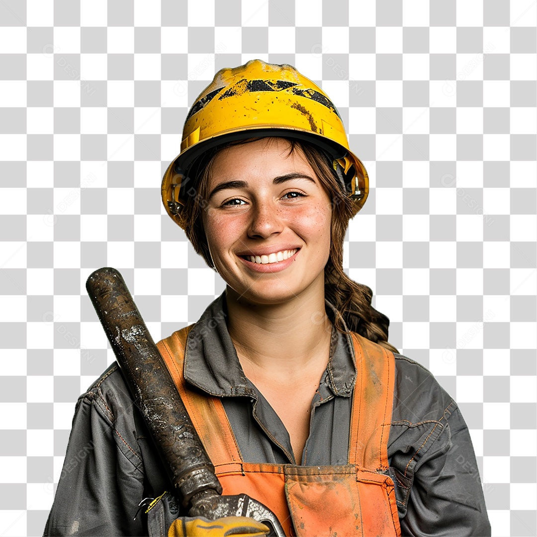 Mulher Trabalhando em Construção Civil PNG Transparente