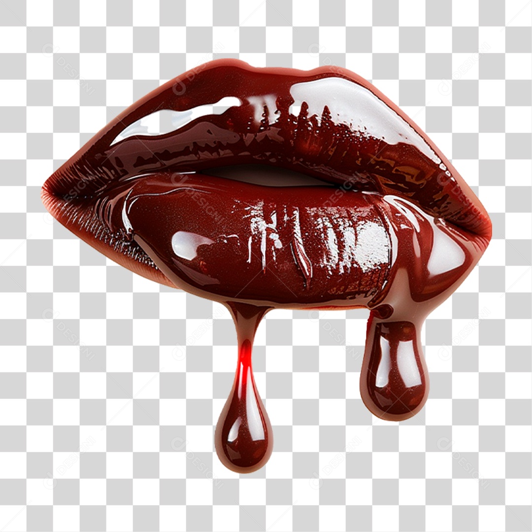 Lábio com Batom de Chocolate PNG Transparente