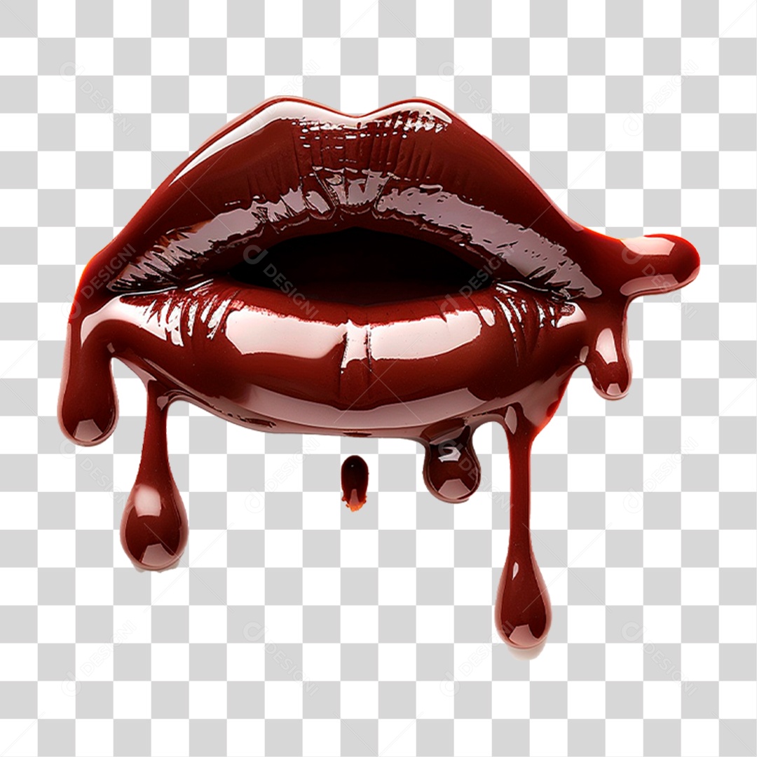 Lábio com Batom de Chocolate PNG Transparente