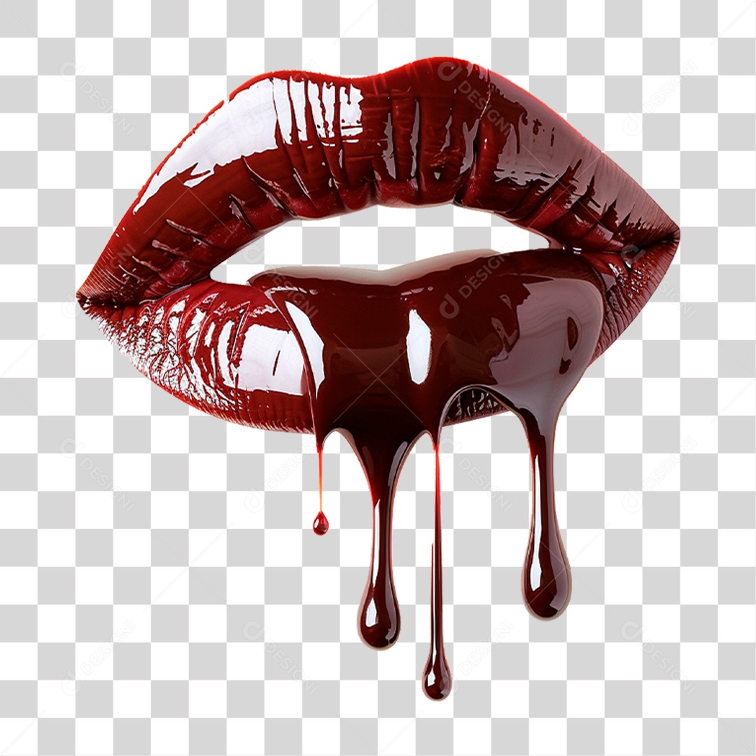 Lábio com Batom de Chocolate PNG Transparente