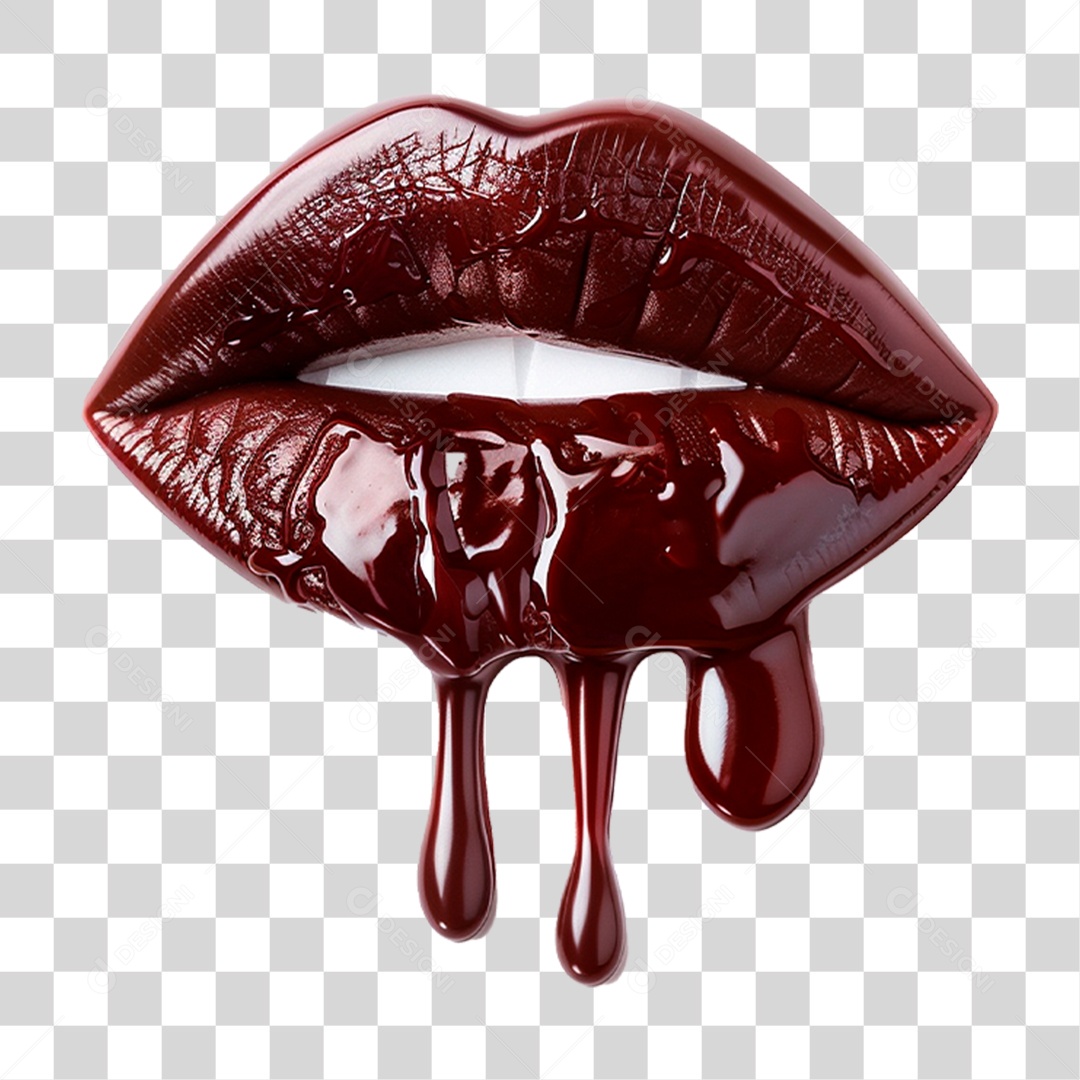 Lábio com Batom de Chocolate PNG Transparente