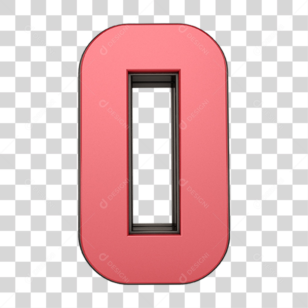 Elemento 3D Número 0 PNG Transparente