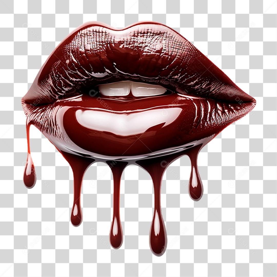 Lábio com Batom de Chocolate PNG Transparente