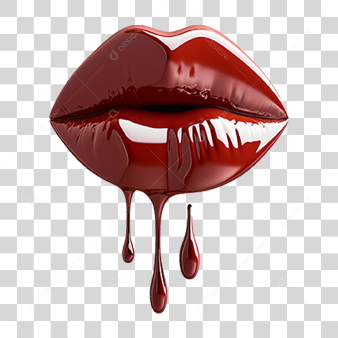 Lábio com Batom de Chocolate PNG Transparente