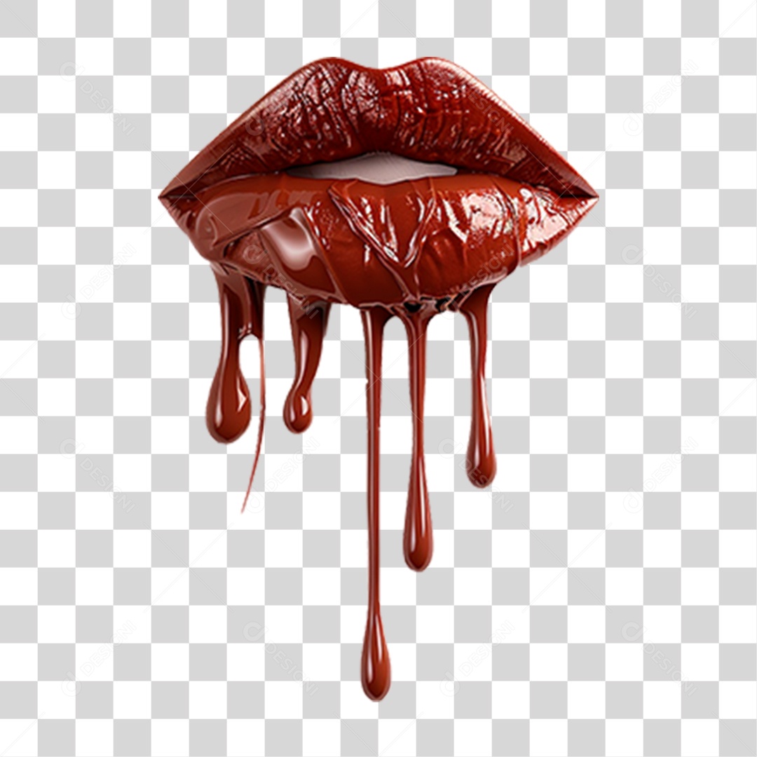 Lábio com Batom de Chocolate PNG Transparente