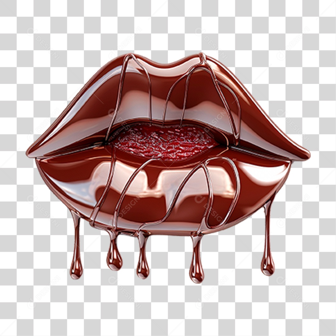 Lábio com Batom de Chocolate PNG Transparente