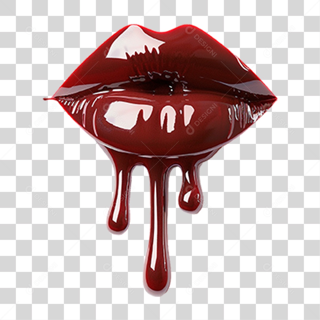 Lábio com Batom de Chocolate PNG Transparente