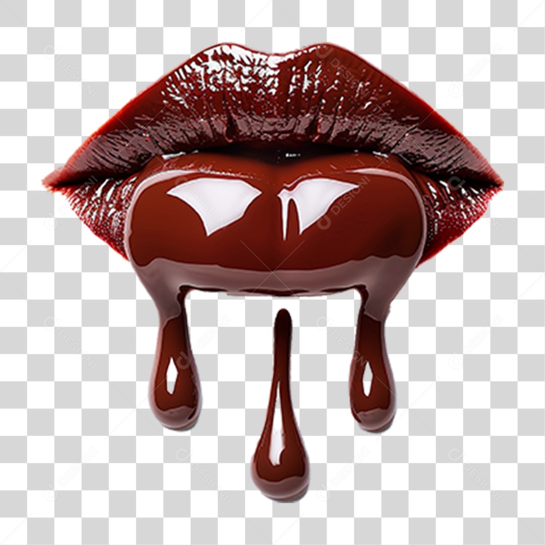 Lábio com Batom de Chocolate PNG Transparente
